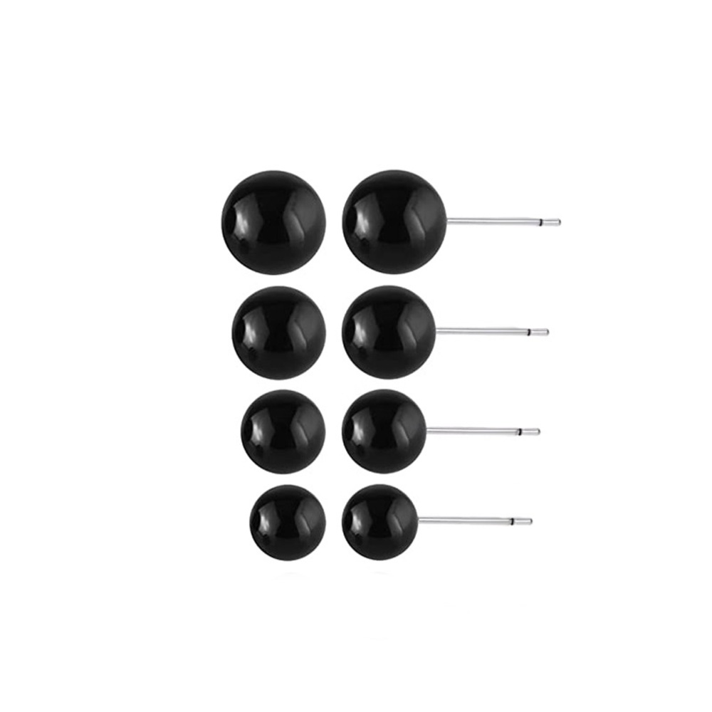 Black Stud Ball Sphere Earrings Set (8 pair)
